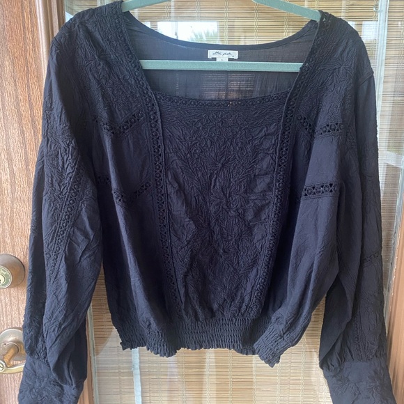 Ultra Pink Tops - Ultra Pink Black Textured Blouse